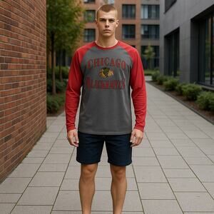 CHICAGO BLACKHAWKS Men’s Large Long Sleeve T Shirt NHL